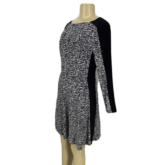 Lauren Ralph Lauren Womens Black/White Abstract Long Sleeve A-Line Dress Size 12 - Picture 2 of 6